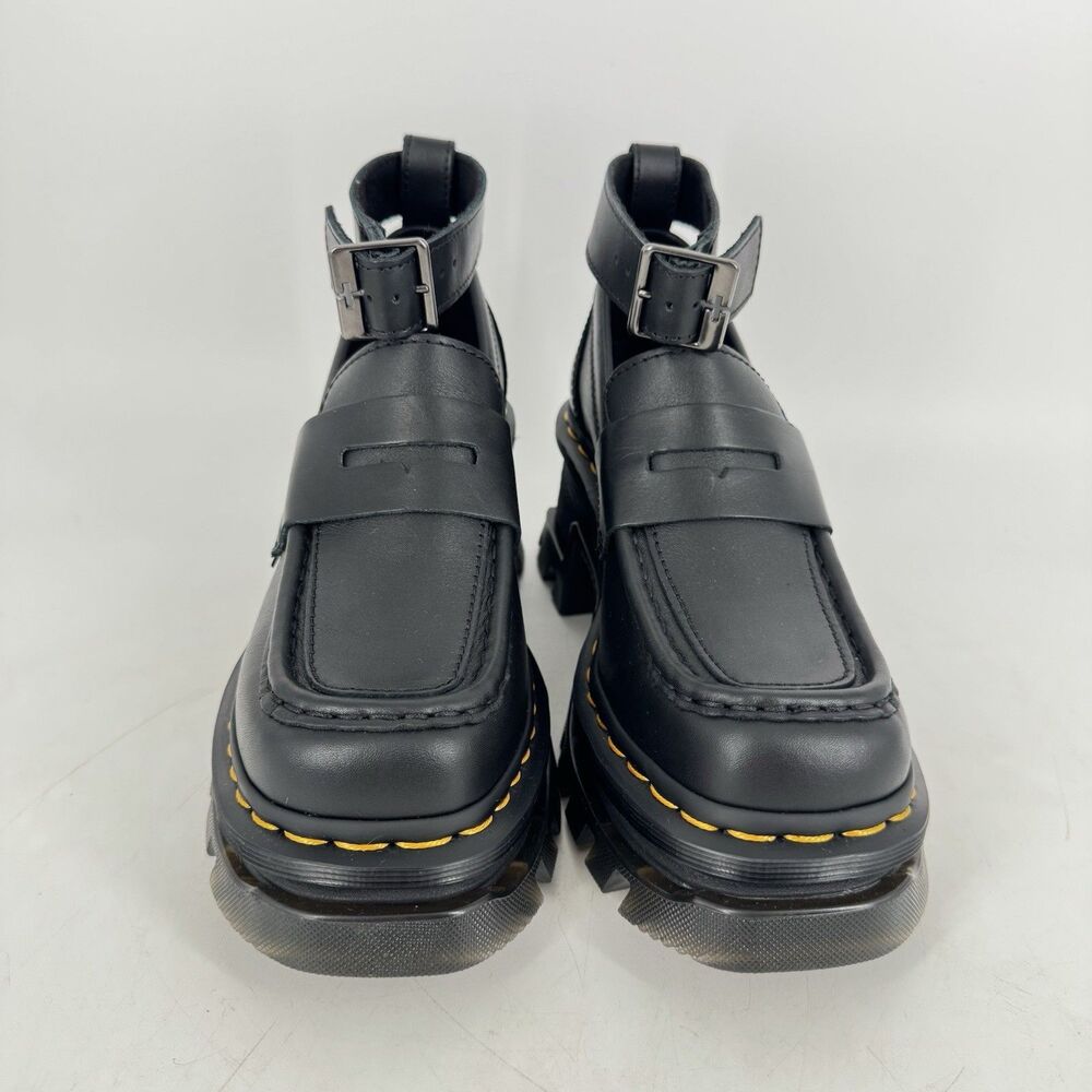 Dr. Martens Corran Loafer Women’s 6 Black Leather Heeled Buckle Shoes New - Picture 2 of 8